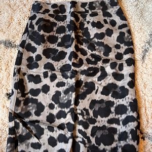 Banana Republic Gray/Black Leopard Print Pencil Skirt